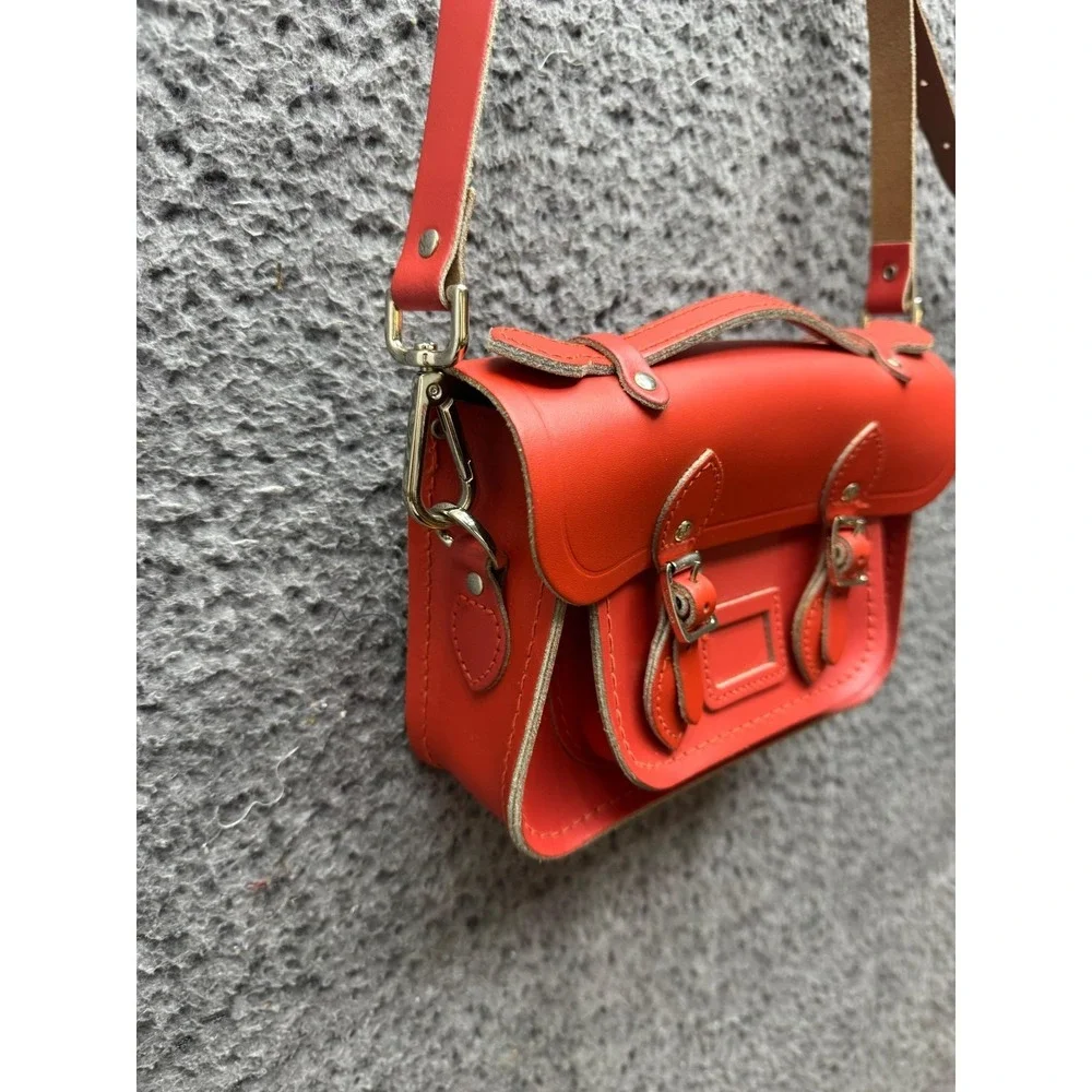 The Cambridge Satchel Company Fluoro Orange Leather Satchel Crossbody Bag